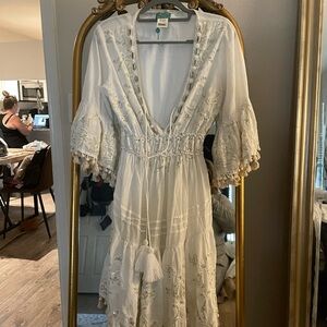 Elegant White Embroidered Swim Coverup